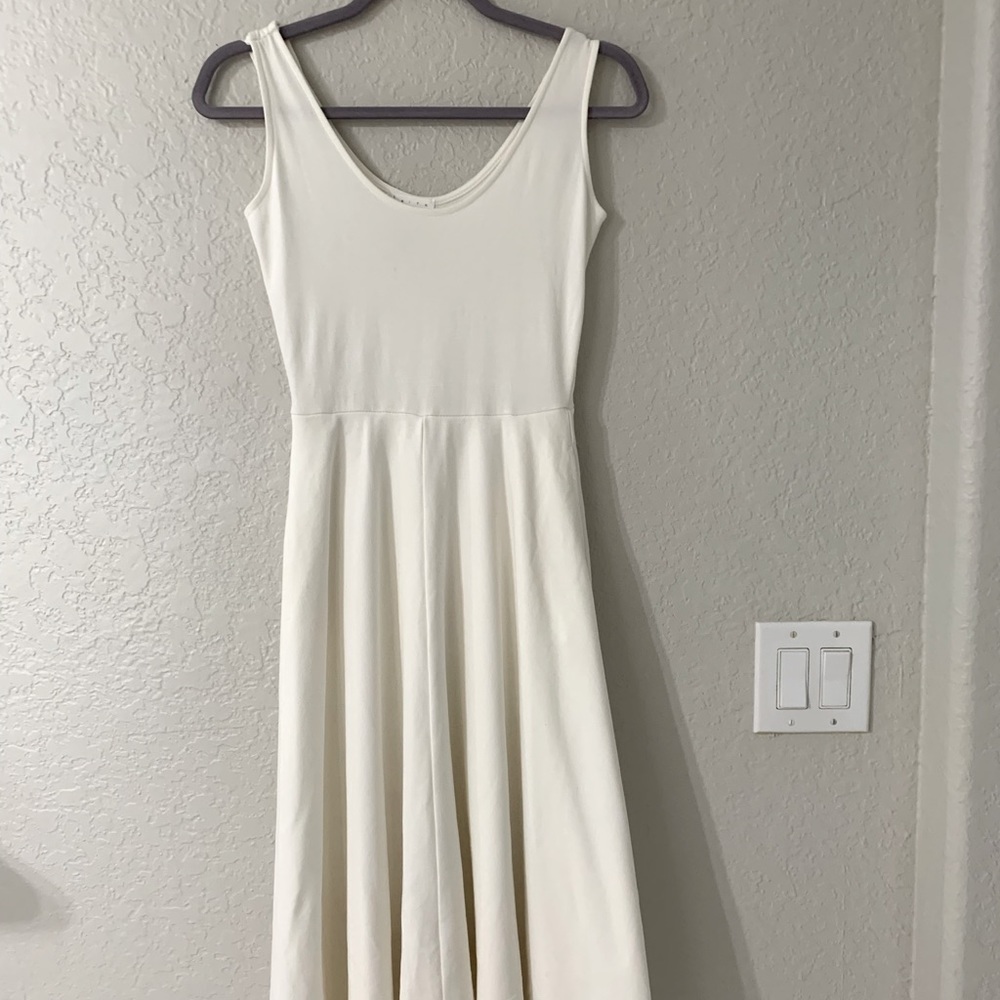 Leith fit and flare off white dress